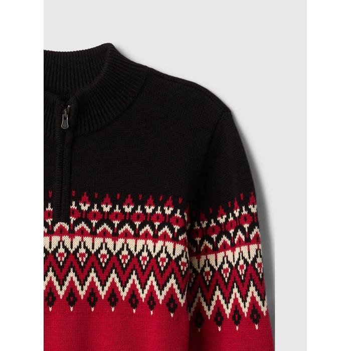 Fair Isle Yarım Fermuarlı Kazak цвет: Красный