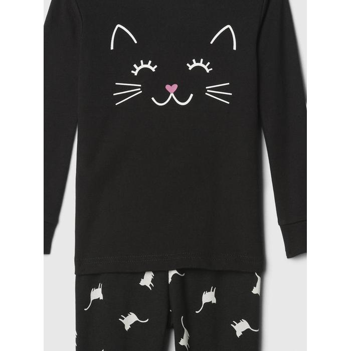 %100 Organik Pamuk Kedi Desenli Pijama Takımı цвет: Чёрный