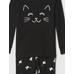 %100 Organik Pamuk Kedi Desenli Pijama Takımı цвет: Чёрный