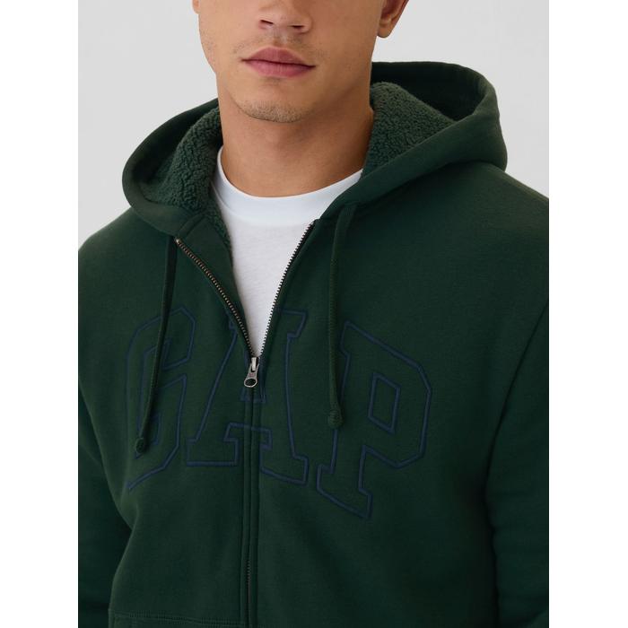 Gap Logo Fermuarlı Sherpa Sweatshirt цвет: Зелёный
