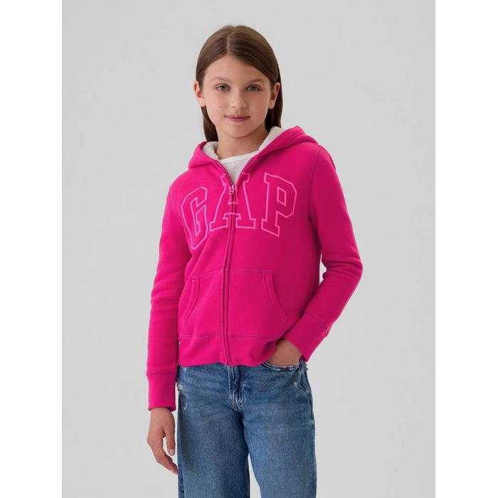 Gap Logo Fermuarlı Sherpa Sweatshirt цвет: Розовый
