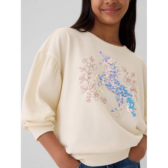Relaxed Flippy-Sequin Grafikli Fransız Havlu Kumaş Sweatshirt цвет: Белый