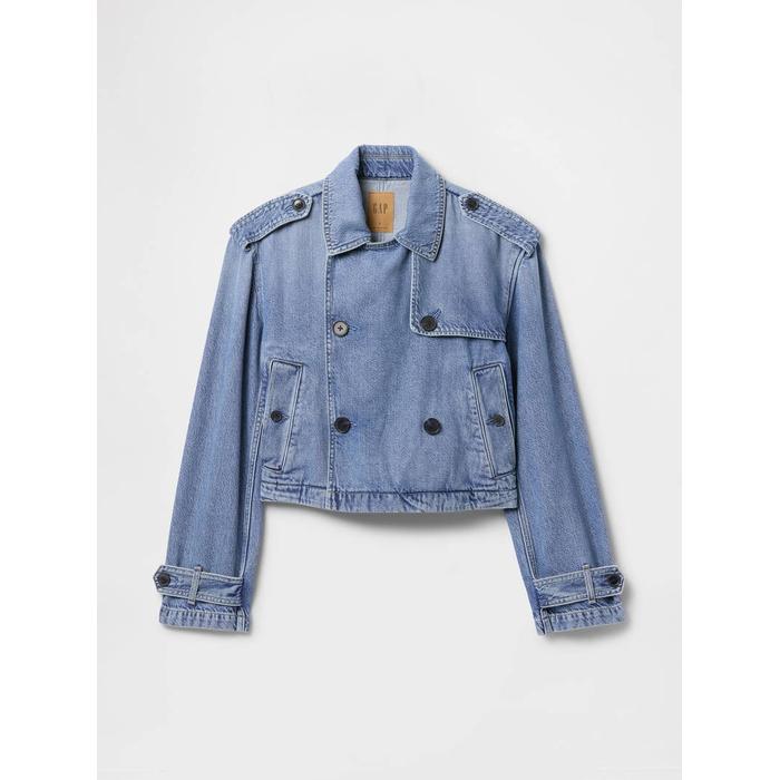 UltraSoft Crop Denim Trençkot цвет: Голубой