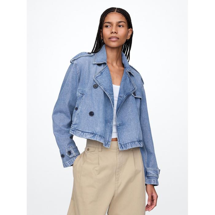 UltraSoft Crop Denim Trençkot цвет: Голубой