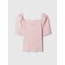 Kalp Yaka Balon Kol T-Shirt цвет: Розовый