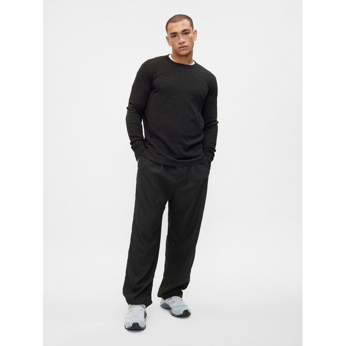 Waffle-Knit Crewneck T-Shirt цвет: Чёрный