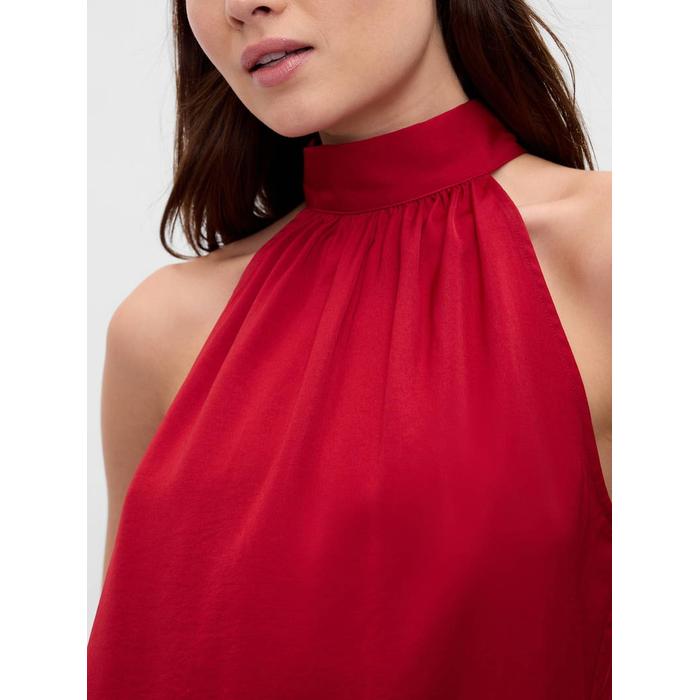 Halter Yaka Saten Bluz цвет: Красный