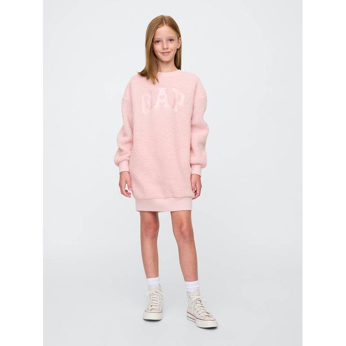 Gap Logo Sherpa Sweatshirt Elbise цвет: Розовый
