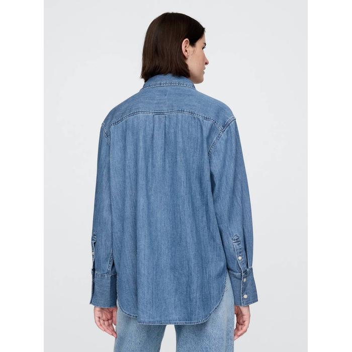 Chambray Denim Oversize Gömlek цвет: Голубой