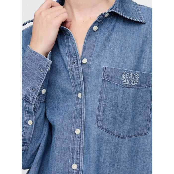 Chambray Denim Oversize Gömlek цвет: Голубой