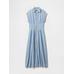 Denim Pileli Maxi Gömlek Elbise цвет: Голубой
