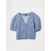 Kabarık Kol Denim Crop Bluz цвет: Голубой
