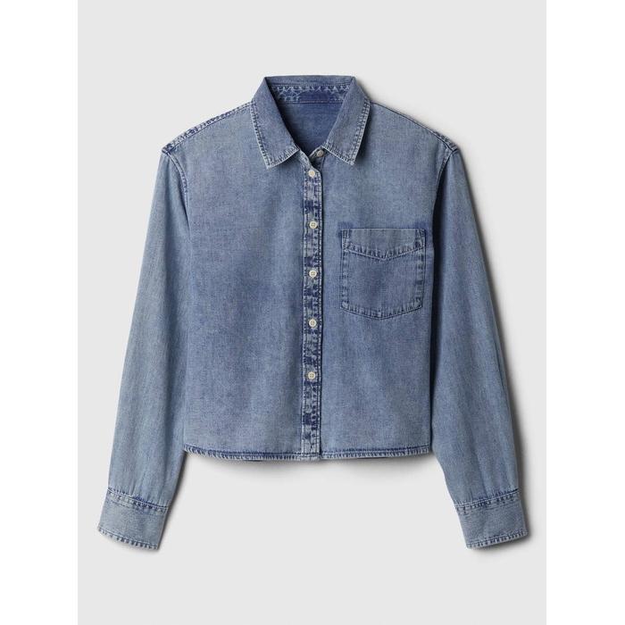 Crop Denim Gömlek цвет: Голубой