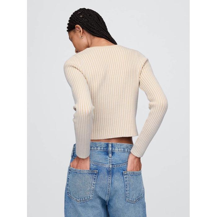 Pamuklu Örgü Desenli Fitilli Crop Hırka цвет: Бежевый