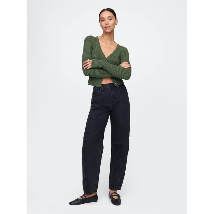 Pamuklu Örgü Desenli Fitilli Crop Hırka цвет: Зелёный