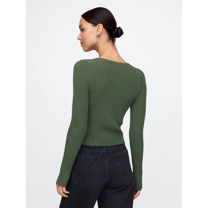 Pamuklu Örgü Desenli Fitilli Crop Hırka цвет: Зелёный