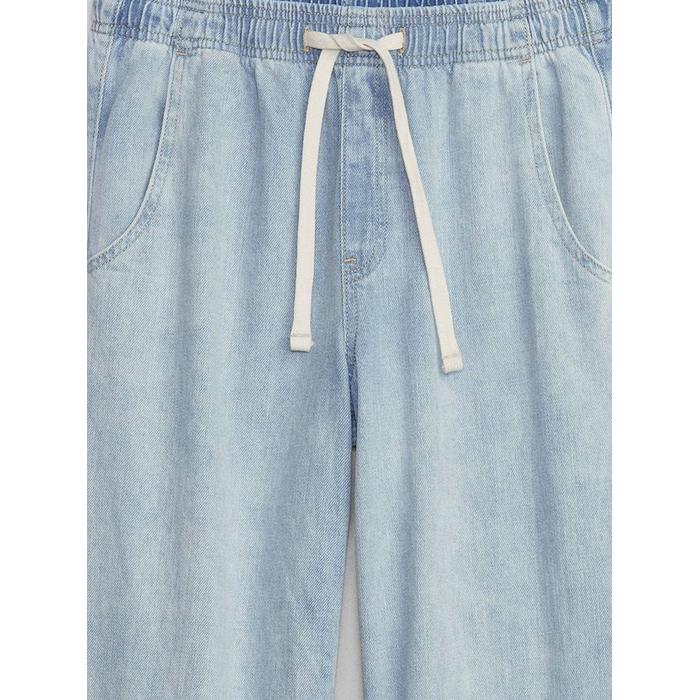 High Rise Wide-Leg Pull-On Jean Pantolon