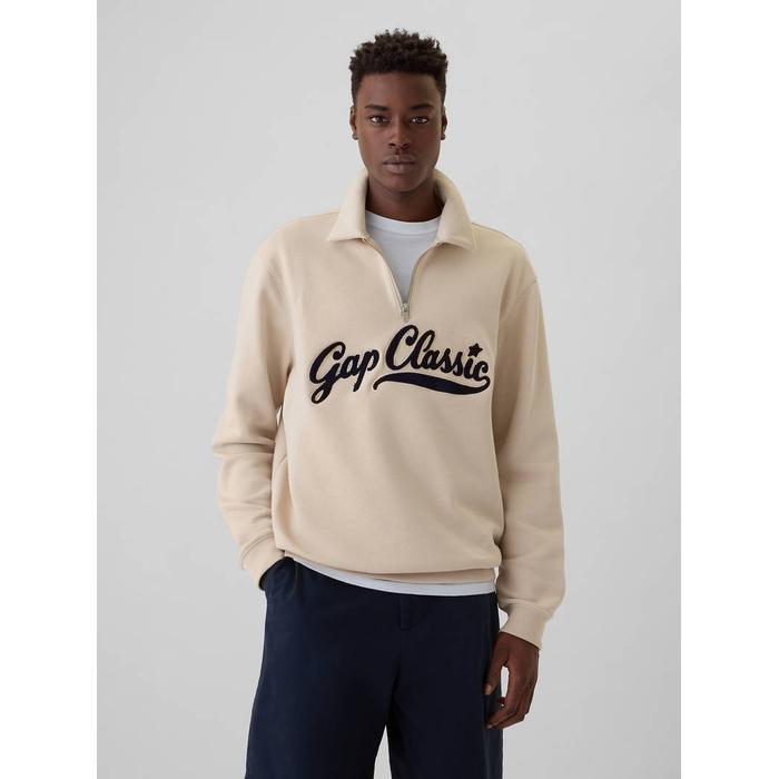 Gap Logo Vintage Soft Fermuarlı Pullover Sweatshirt цвет: Бежевый