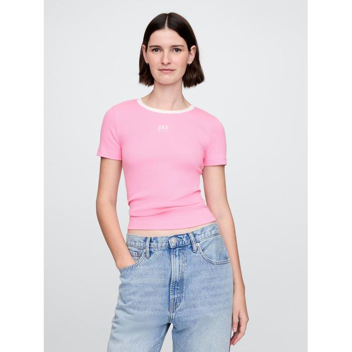 Modern Футболка с укороченным логотипом Gap цвет: Розовый