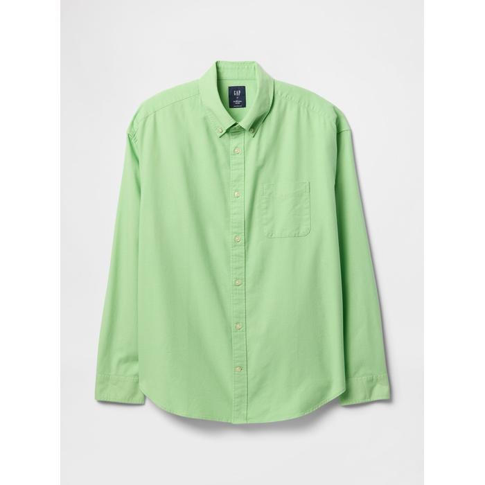 Desenli Oxford Big Gömlek цвет: Зелёный