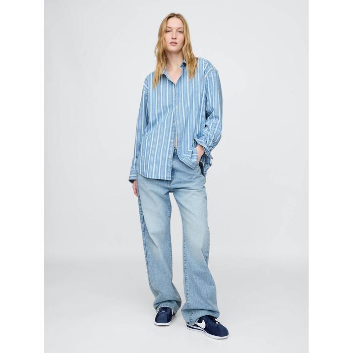 Denim Çizgili Gömlek цвет: Голубой