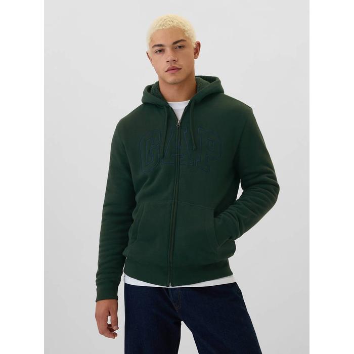 Gap Logo Fermuarlı Sherpa Sweatshirt цвет: Зелёный