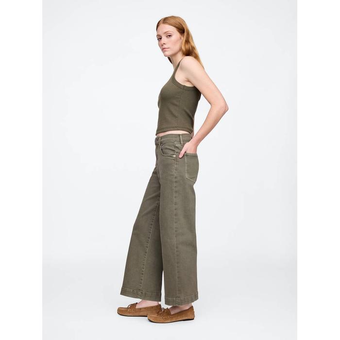 Wide Leg Crop Jean Pantolon цвет: Хаки