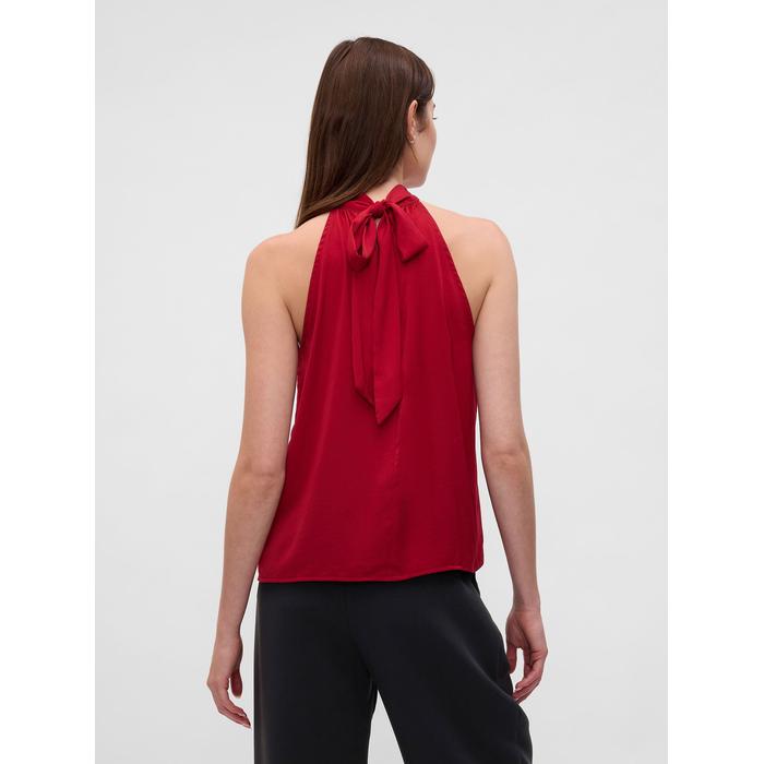 Halter Yaka Saten Bluz цвет: Красный