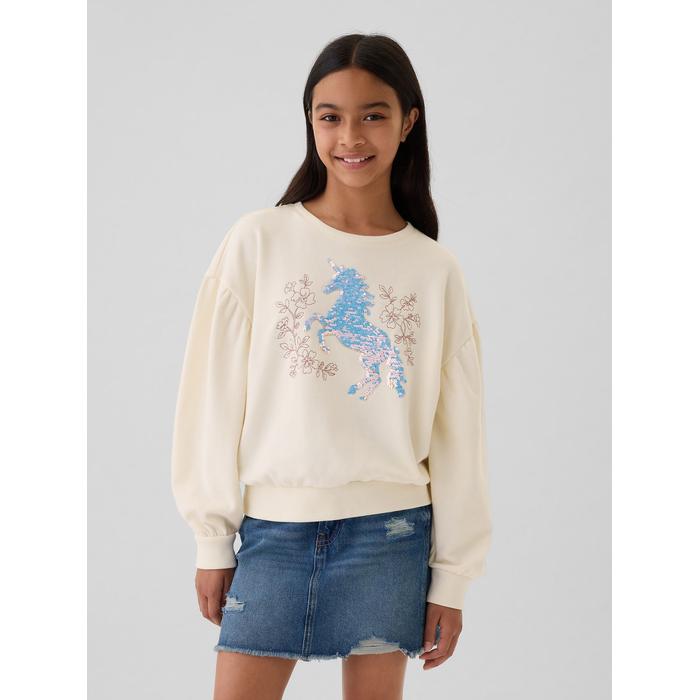 Relaxed Flippy-Sequin Grafikli Fransız Havlu Kumaş Sweatshirt цвет: Белый