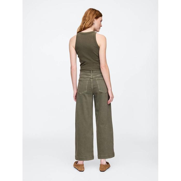 Wide Leg Crop Jean Pantolon цвет: Хаки