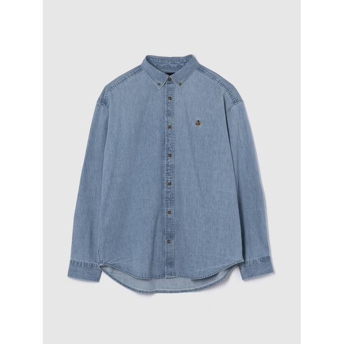 Brannan Bear İşlemeli Denim Big Gömlek цвет: Голубой