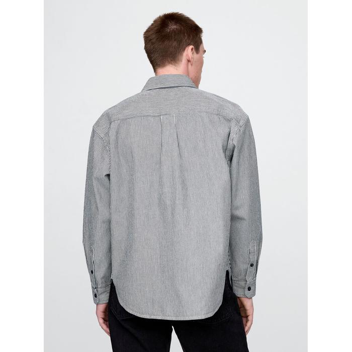 Çizgili Denim Gömlek цвет: Голубой