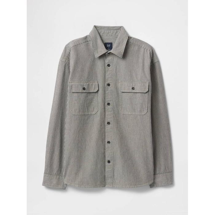 Çizgili Denim Gömlek цвет: Голубой
