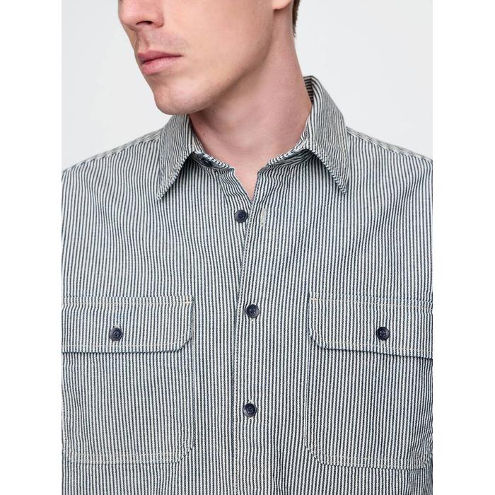 Çizgili Denim Gömlek цвет: Голубой