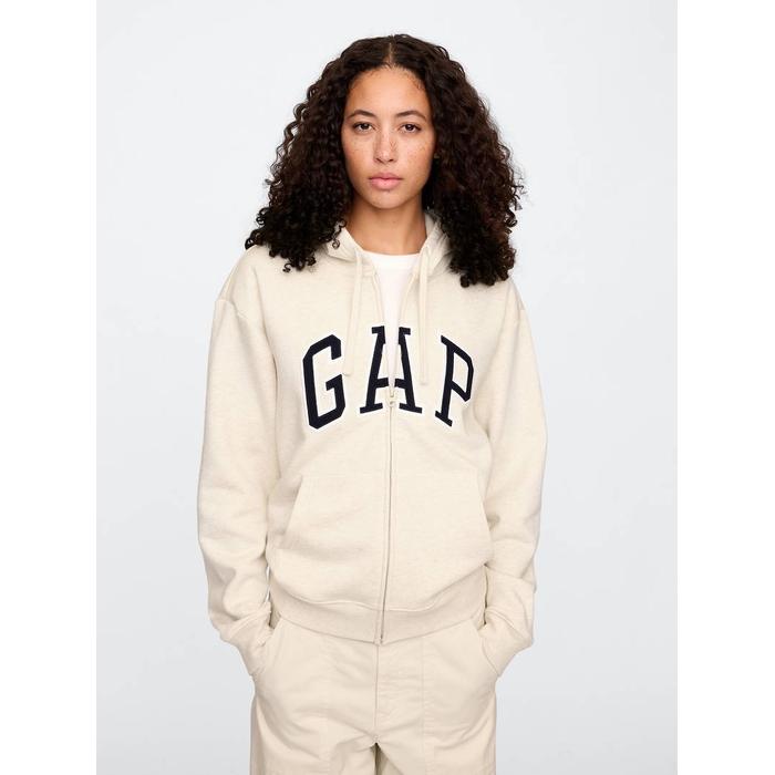 Gap Logo Relaxed Fleece Fermuarlı Sweatshirt цвет: Белый