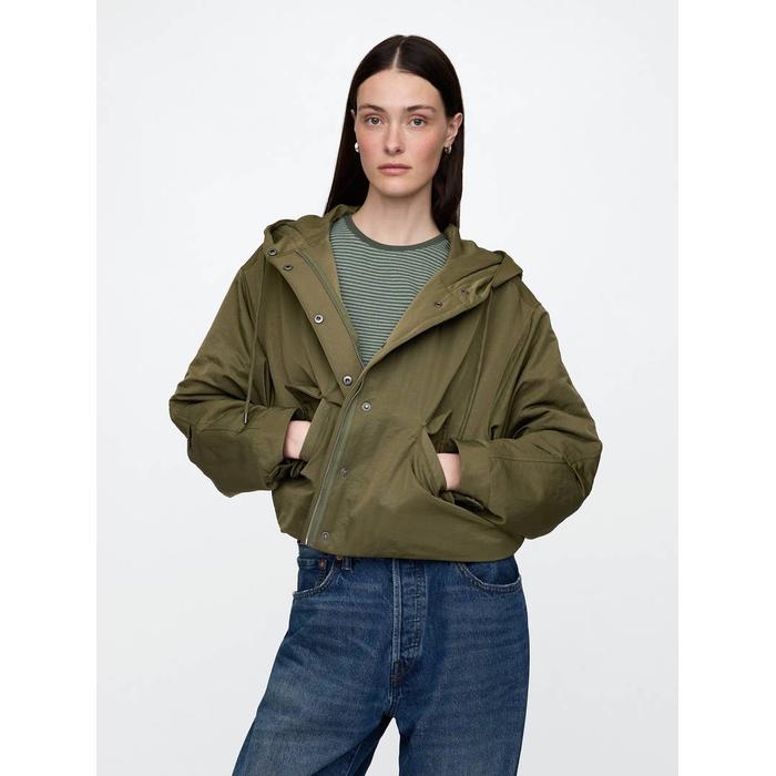 Kapüşonlu Crop Ceket цвет: Хаки