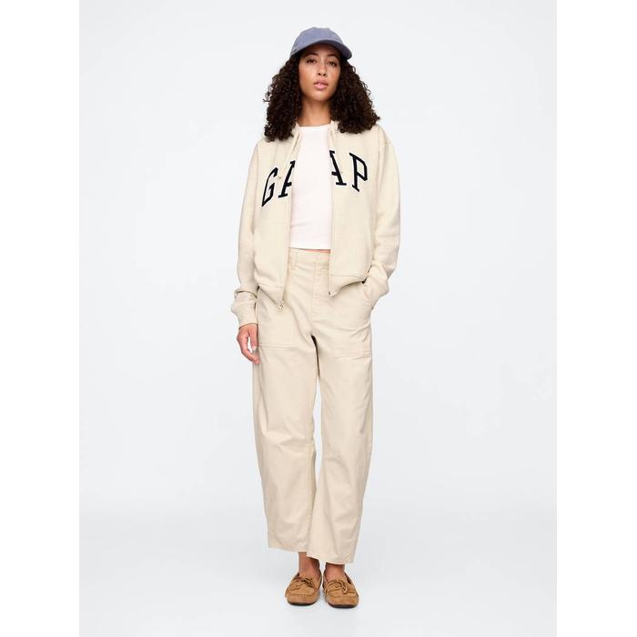 Gap Logo Relaxed Fleece Fermuarlı Sweatshirt цвет: Белый