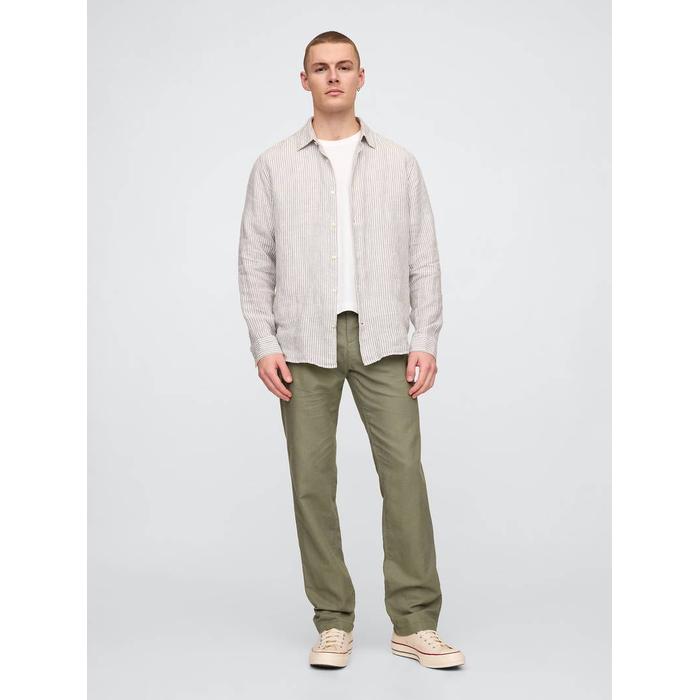 Keten Karışımlı Khaki Pantolon цвет: Зелёный