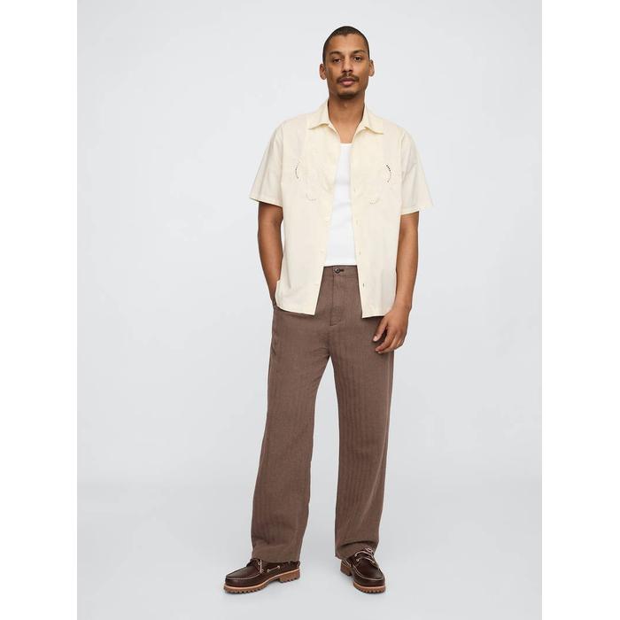 Keten Pamuk Karışımlı '90s Loose Pileli Khaki Pantolon цвет: Коричневый