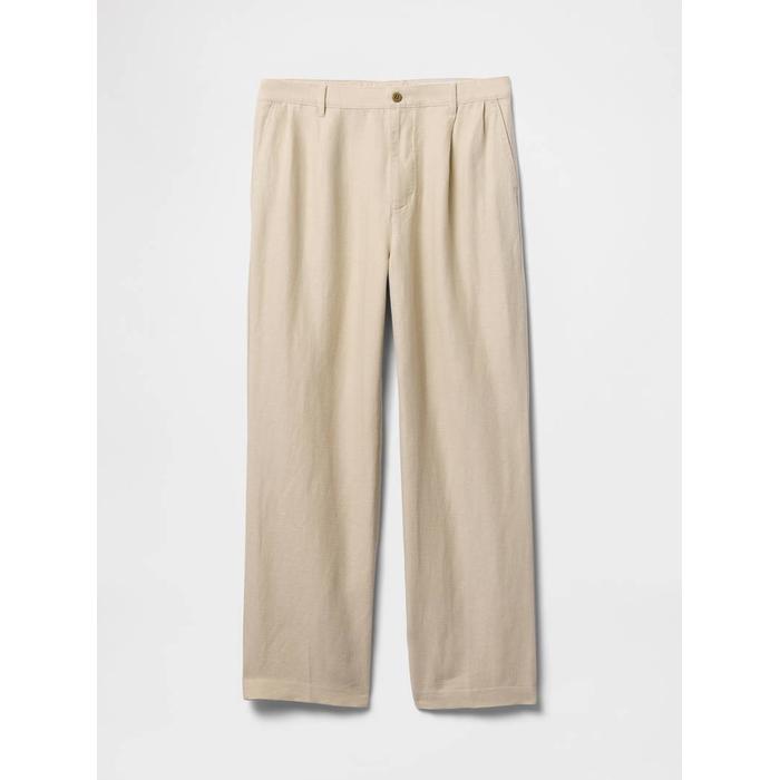 Keten Pamuk Karışımlı '90s Loose Pileli Khaki Pantolon цвет: Бежевый