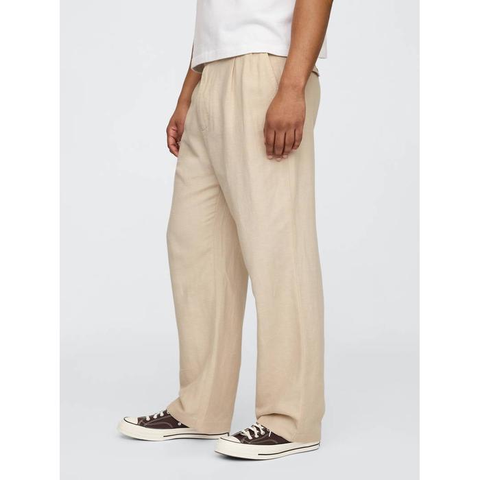 Keten Pamuk Karışımlı '90s Loose Pileli Khaki Pantolon цвет: Бежевый