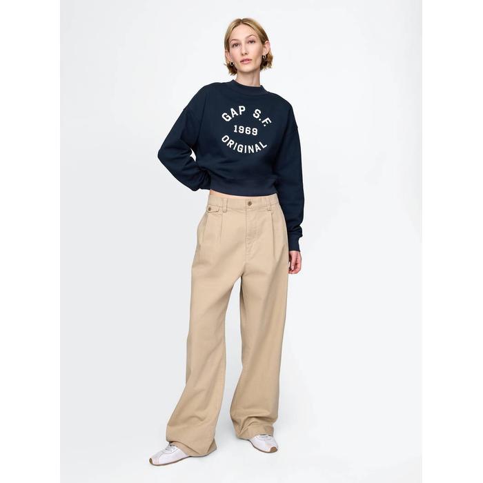 Gap Logo Heavyweight Havlu Kumaş Crop Sweatshirt цвет: Синий