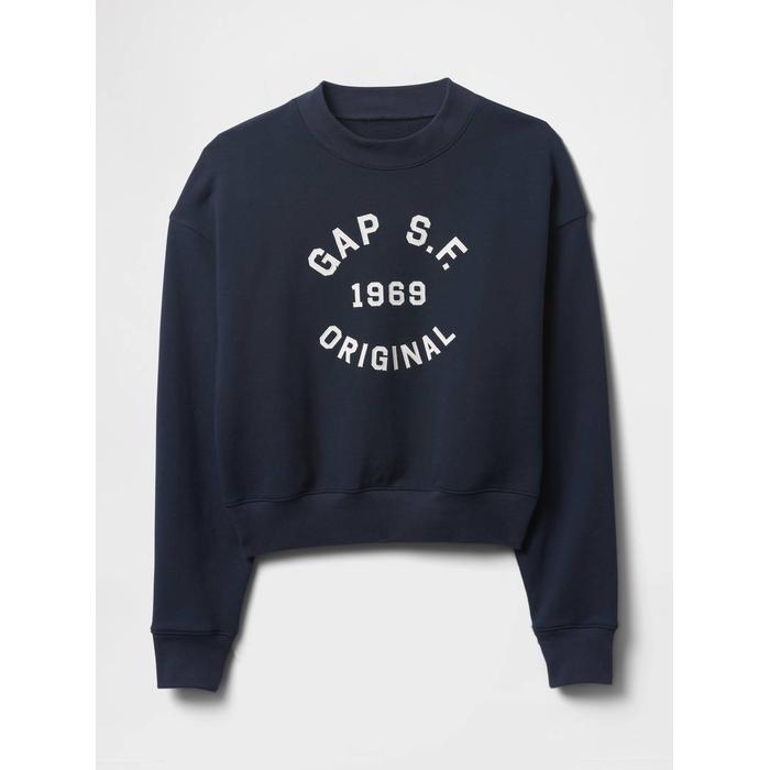 Gap Logo Heavyweight Havlu Kumaş Crop Sweatshirt цвет: Синий