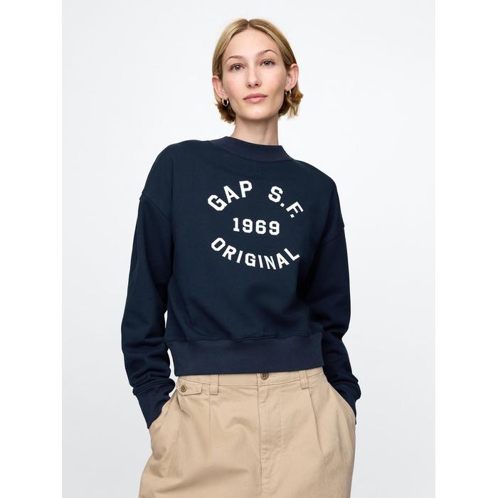 Gap Logo Heavyweight Havlu Kumaş Crop Sweatshirt цвет: Синий