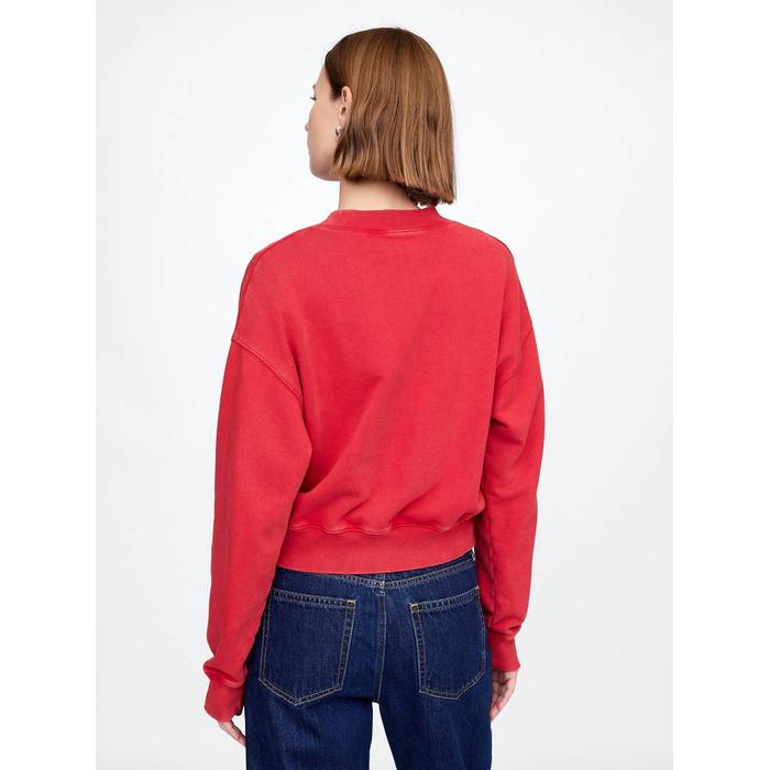 Gap Logo Heavyweight Havlu Kumaş Crop Sweatshirt цвет: Красный
