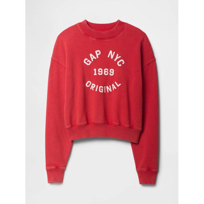 Gap Logo Heavyweight Havlu Kumaş Crop Sweatshirt цвет: Красный