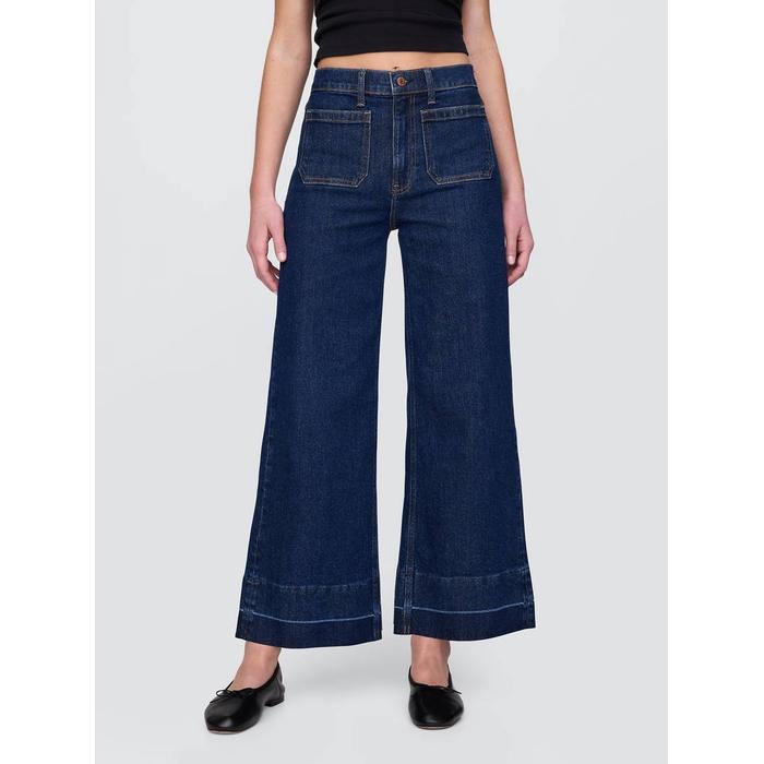 High Stride Wide-Leg Ankle Jean Pantolon цвет: Синий