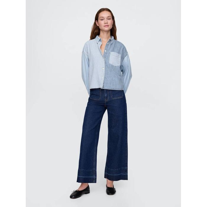 High Stride Wide-Leg Ankle Jean Pantolon цвет: Синий