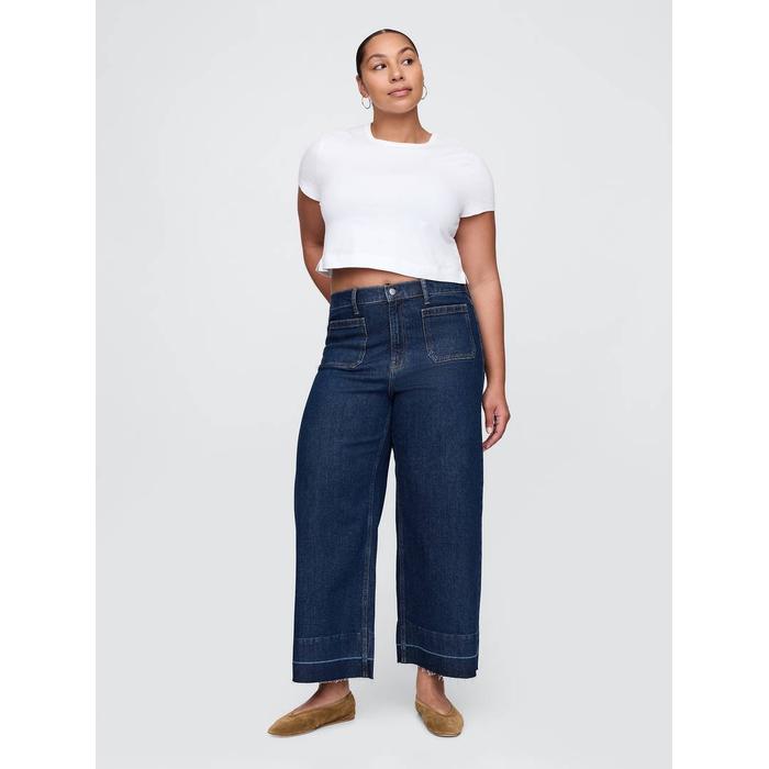 High Stride Wide-Leg Ankle Jean Pantolon цвет: Синий