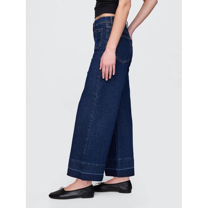 High Stride Wide-Leg Ankle Jean Pantolon цвет: Синий